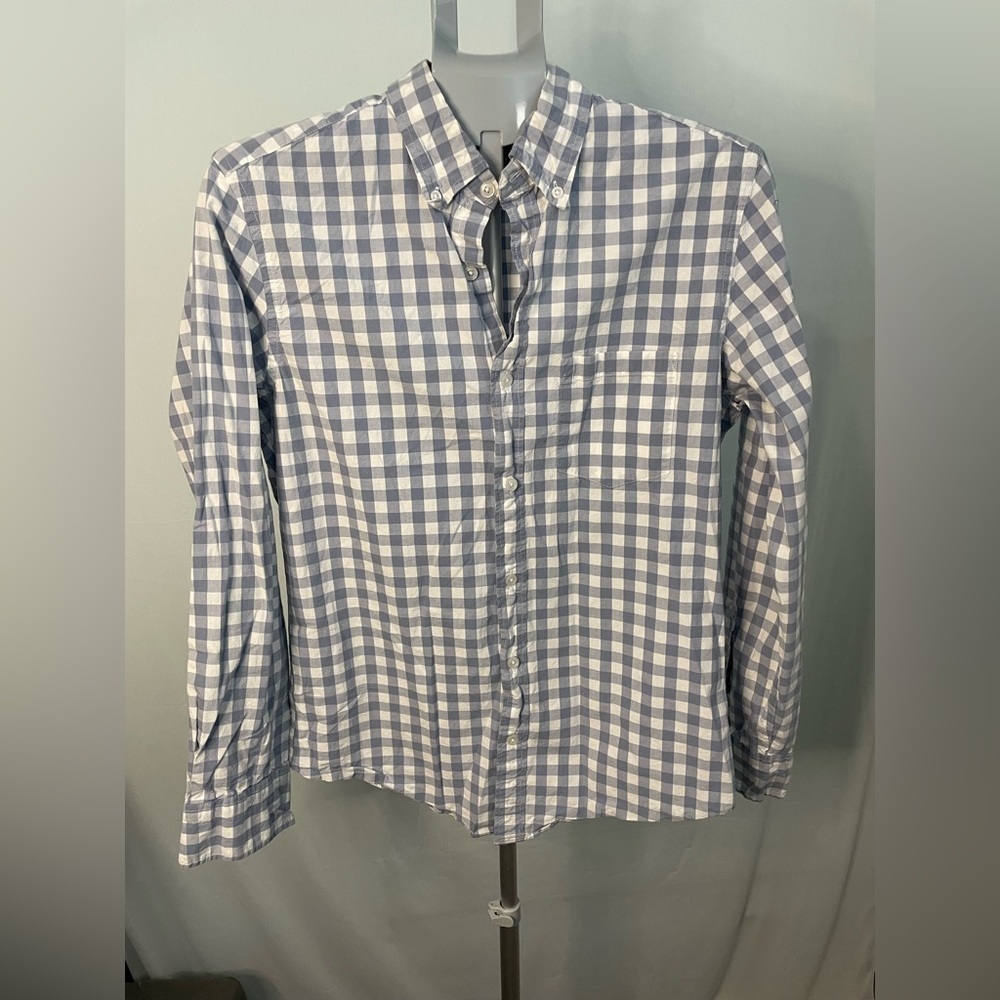 J crew Men's light Blue Checkered Shirt slim fit‎ size medium